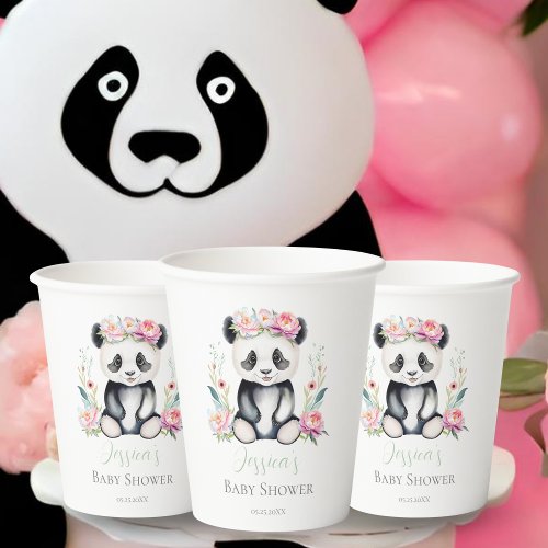 Baby Panda Peonies Jungle Baby Shower Paper Cups