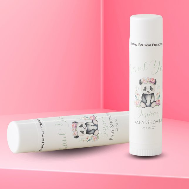 Baby Panda Peonies Jungle Baby Shower Thank You Lip Balm (Show gratitude with our Baby Panda Peonies Jungle Baby Shower Lip Balm!)