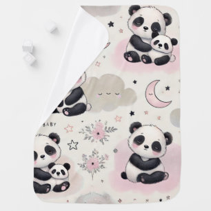 Baby panda pink baby warm blanket