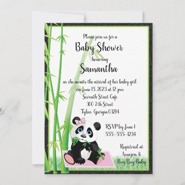 Baby Panda Pink Invitation (Front)