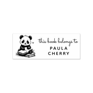 Baby Panda Reader Ex Libris Custom Stamp