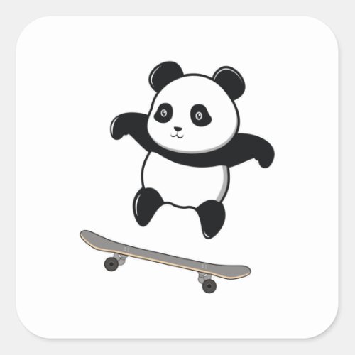 Baby Panda Skateboard Square Sticker