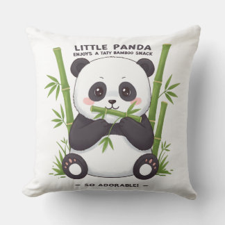 Baby Panda Snack Time Graphic Design Throw Pillow