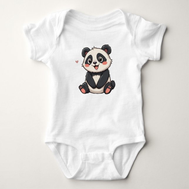 Baby Panda T-Shirt Baby Bodysuit (Front)