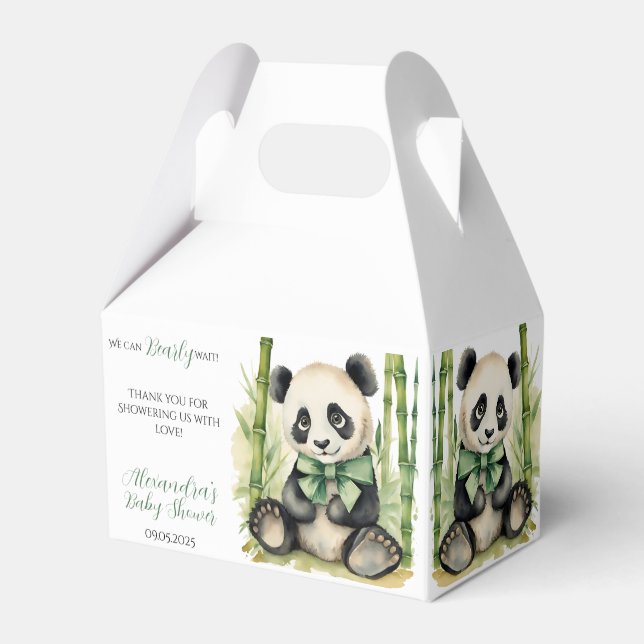 Baby Panda Unisex Bear Bearly Wait Baby Shower Favor Boxes (Front Side)