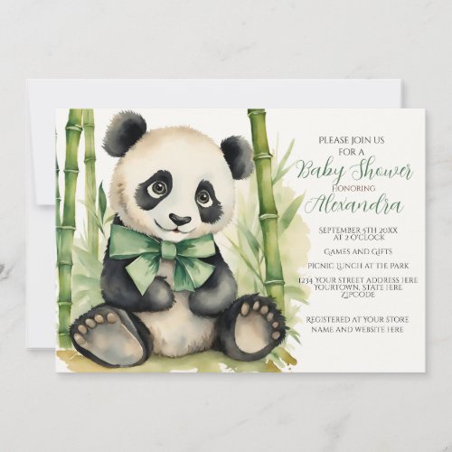 Baby Panda Unisex Bearly Wait Baby Shower Invitation