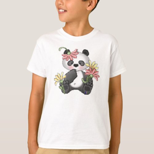 Baby Panda with flowers T_Shirt