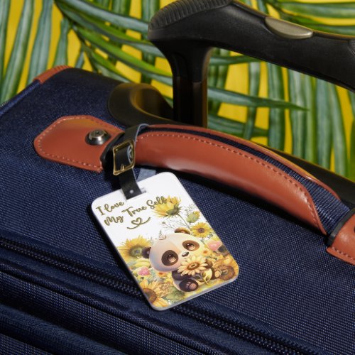 Baby Panda With Sunflower Luggage Tag