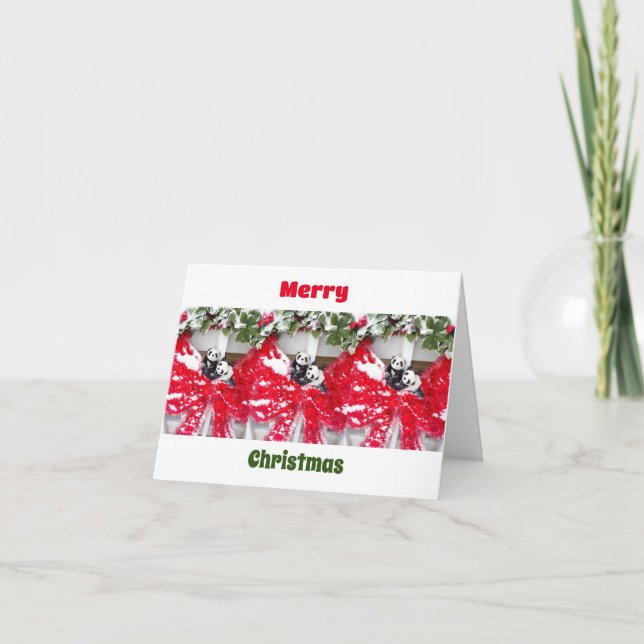 Baby Pandas Love and Peace for Christmas  Note Card (Front)