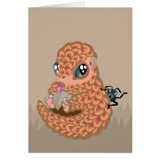 Baby pangolin with ant (Front)