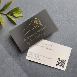 Baby Parent Hands Line Art Newborn Photography Foil Business Cards