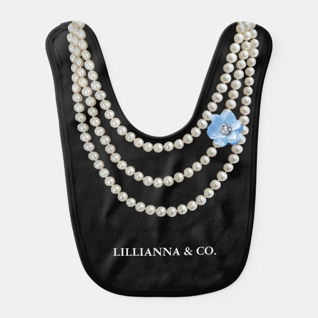 BABY Paris Theme Party Personalized Elegant Pearls Baby Bib (Front)