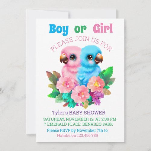 Baby Parrot Twins Invitation