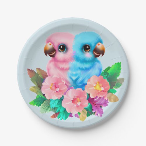 Baby Parrot Twins Paper Plates