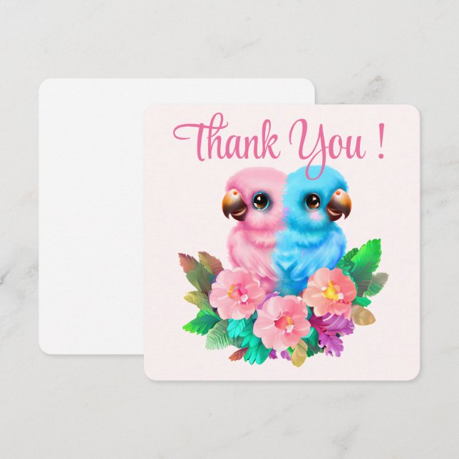Baby Parrot Twins Thank You Card (Front/Back)
