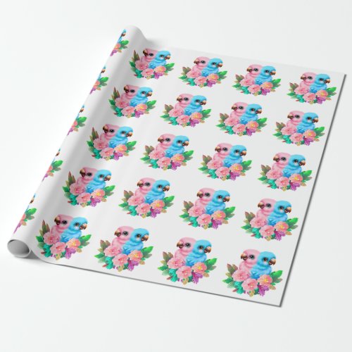 Baby Parrot Twins Wrapping Paper