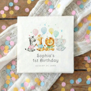 Baby Party Animals Cute 1st Birthday Napkins