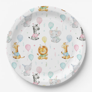 Baby Party Animals Cute Birthday Paper Plates