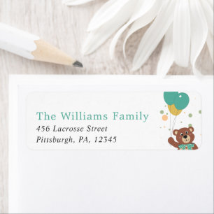 Baby Party Gender Neutral Bear Cub Return Address Label