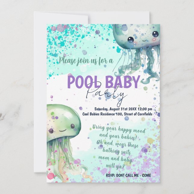 Baby party - Jelly fishes Invitation (Front)