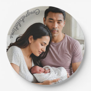 baby party photo custom Paper Plate sip and see