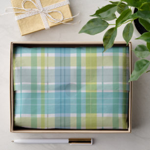 Baby Pastel Plaid Blue Green Grey Tissue Paper