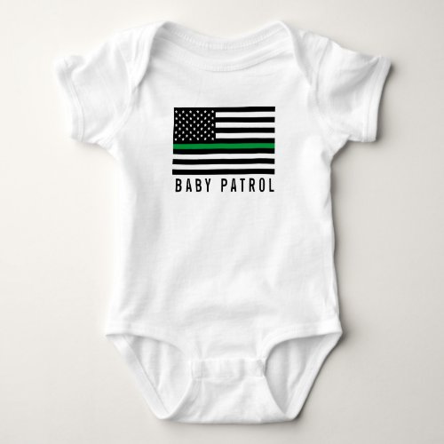 Baby Patrol Thin Green Line American Flag Baby Bodysuit