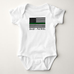 Baby Patrol Thin Green Line American Flag Bodysuit