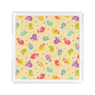 Baby pattern with cute birds acrylic tray