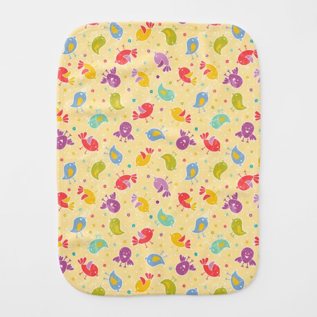 Baby pattern with cute birds burp cloth (Front)