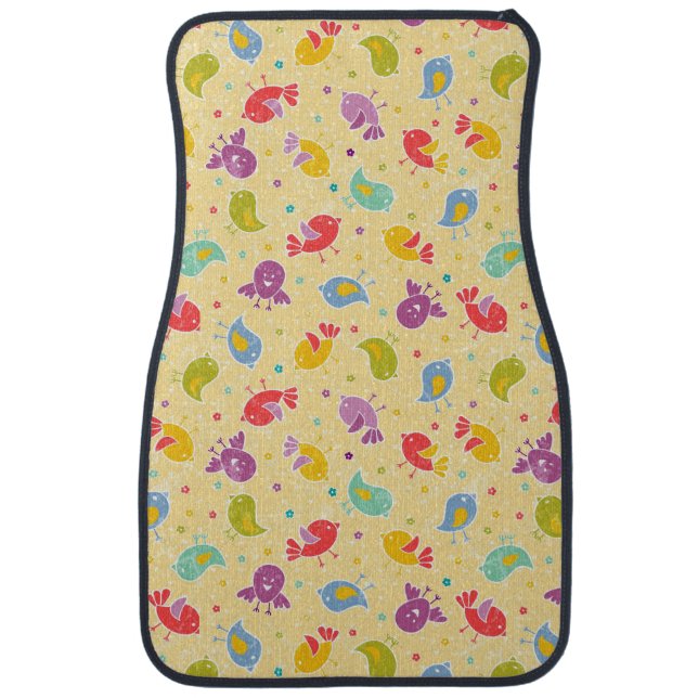 Baby pattern with cute birds car mat (Front)
