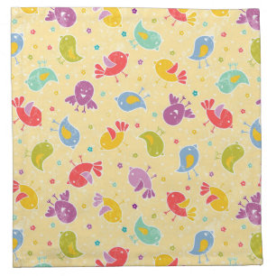 Baby pattern with cute birds cloth napkin