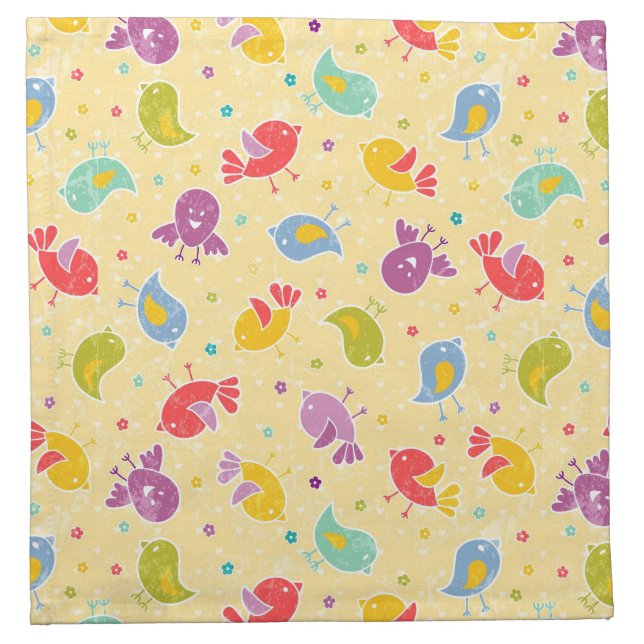 Baby pattern with cute birds cloth napkin (Front)