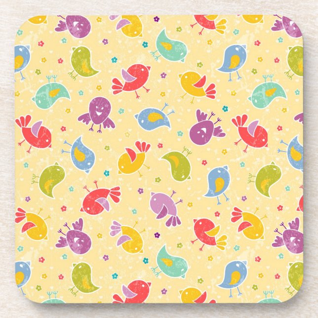 Baby pattern with cute birds coaster (Front)
