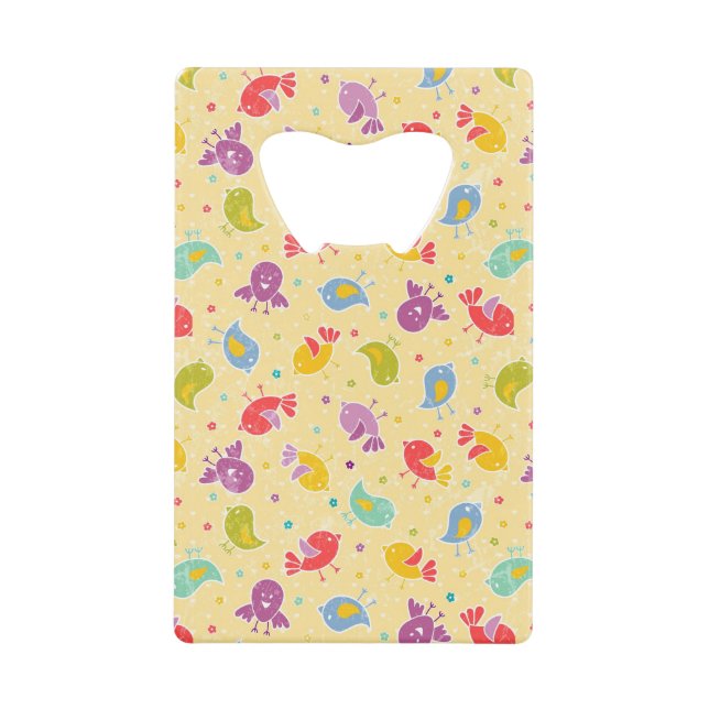Baby pattern with cute birds credit card bottle opener (Front)