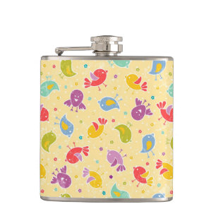Baby pattern with cute birds flask