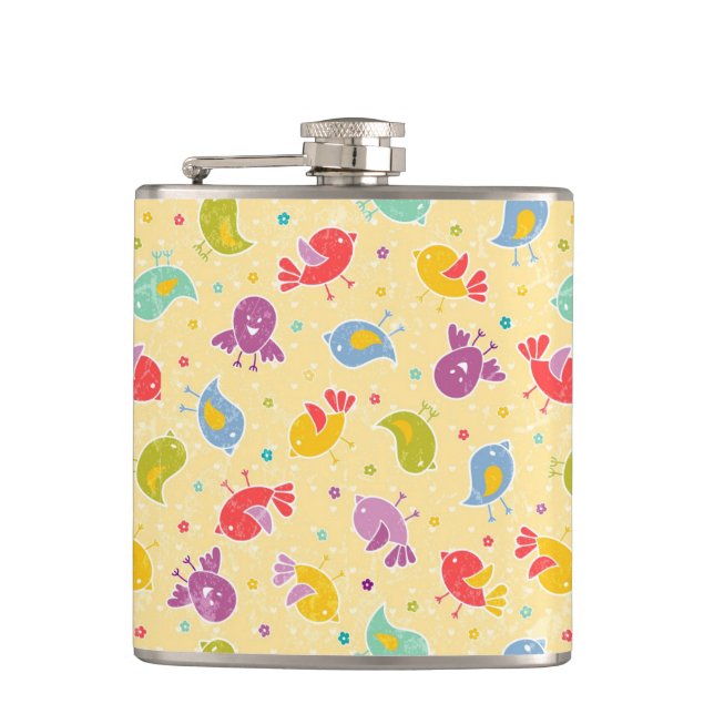 Baby pattern with cute birds flask (Front)
