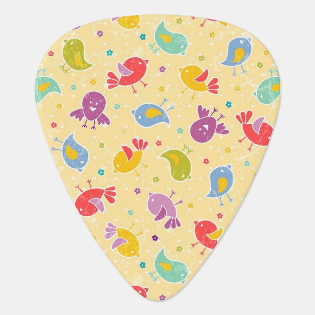Baby pattern with cute birds guitar pick (Front)