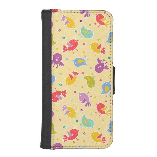 Baby pattern with cute birds iPhone wallet case (Front)