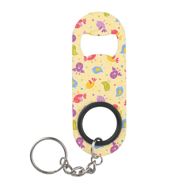 Baby pattern with cute birds keychain bottle opener (Front)