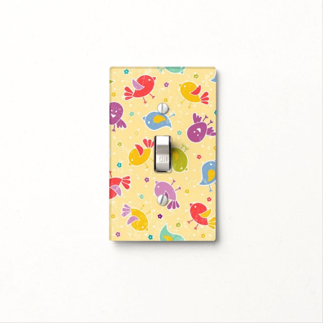 Baby pattern with cute birds light switch cover (In Situ)