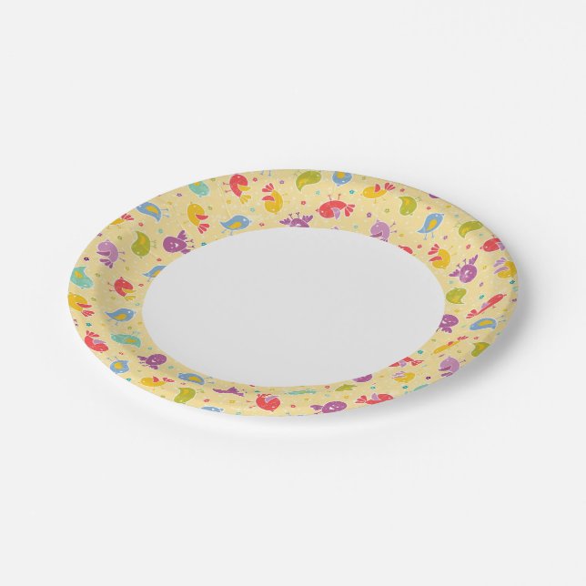 Baby pattern with cute birds paper plates (Angled)