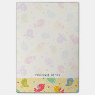 Baby pattern with cute birds post-it notes