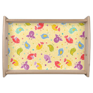 Baby pattern with cute birds serving tray