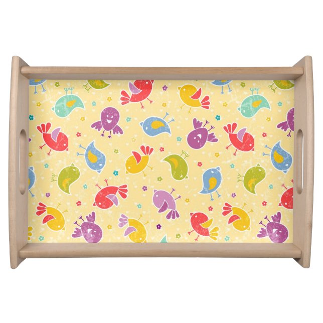 Baby pattern with cute birds serving tray (Front)
