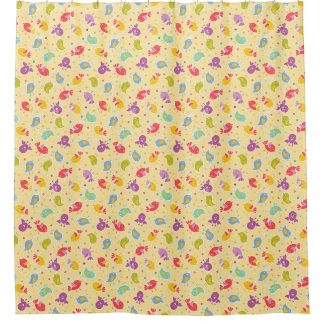 Baby pattern with cute birds shower curtain (Front)