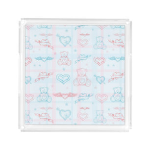baby pattern with teddy bear acrylic tray