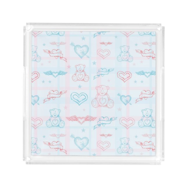 baby pattern with teddy bear acrylic tray (Front)
