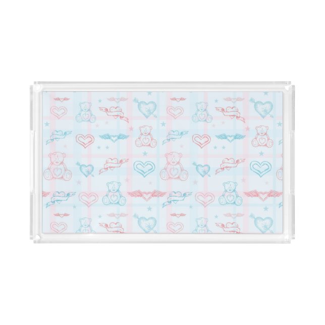 baby pattern with teddy bear acrylic tray (Front)
