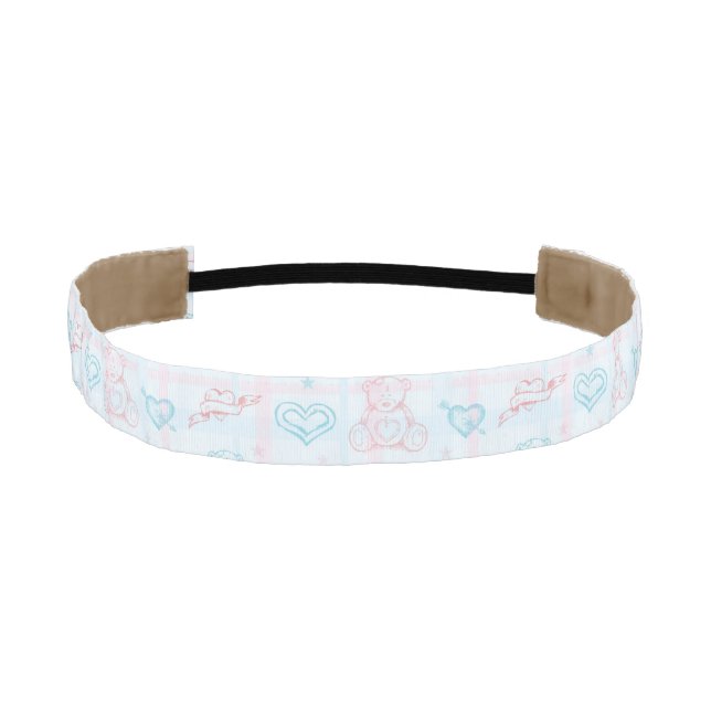 baby pattern with teddy bear athletic headband (Front)